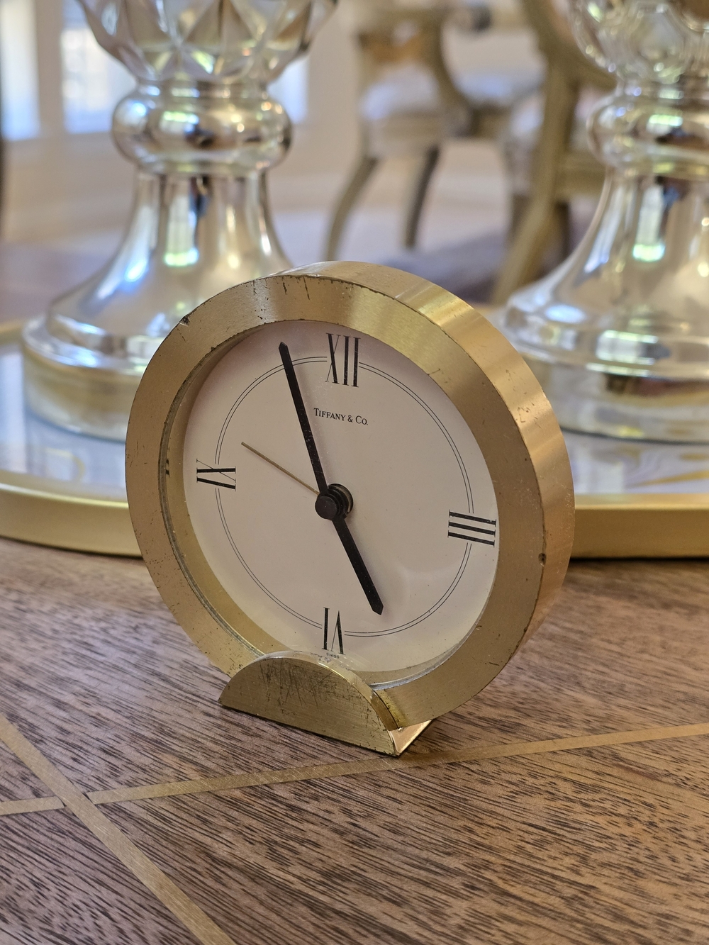 Tiffany & Co. Gold Round Table Clock